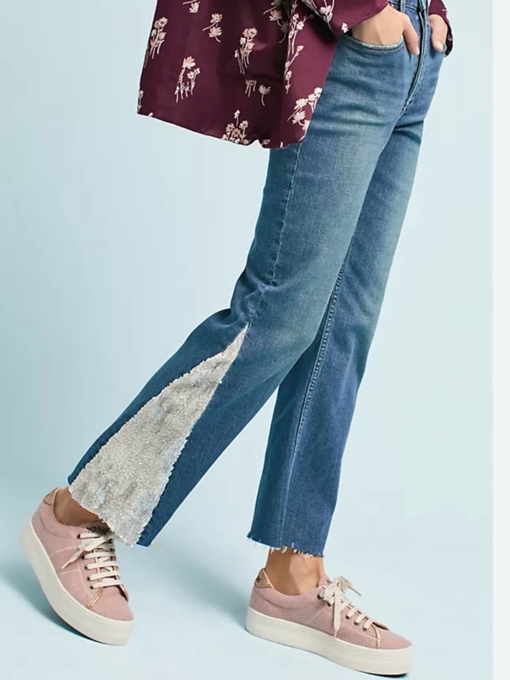 Pilcro Anthropologie High-Rise Sequined Flare Jeans Size 32 Denim